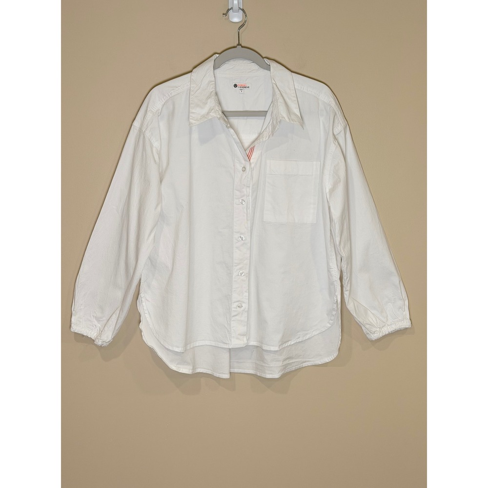 Sundry Womens Button Down Shirt White Medium Evereve Oversized Cotton Blouse - Picture 2 of 4